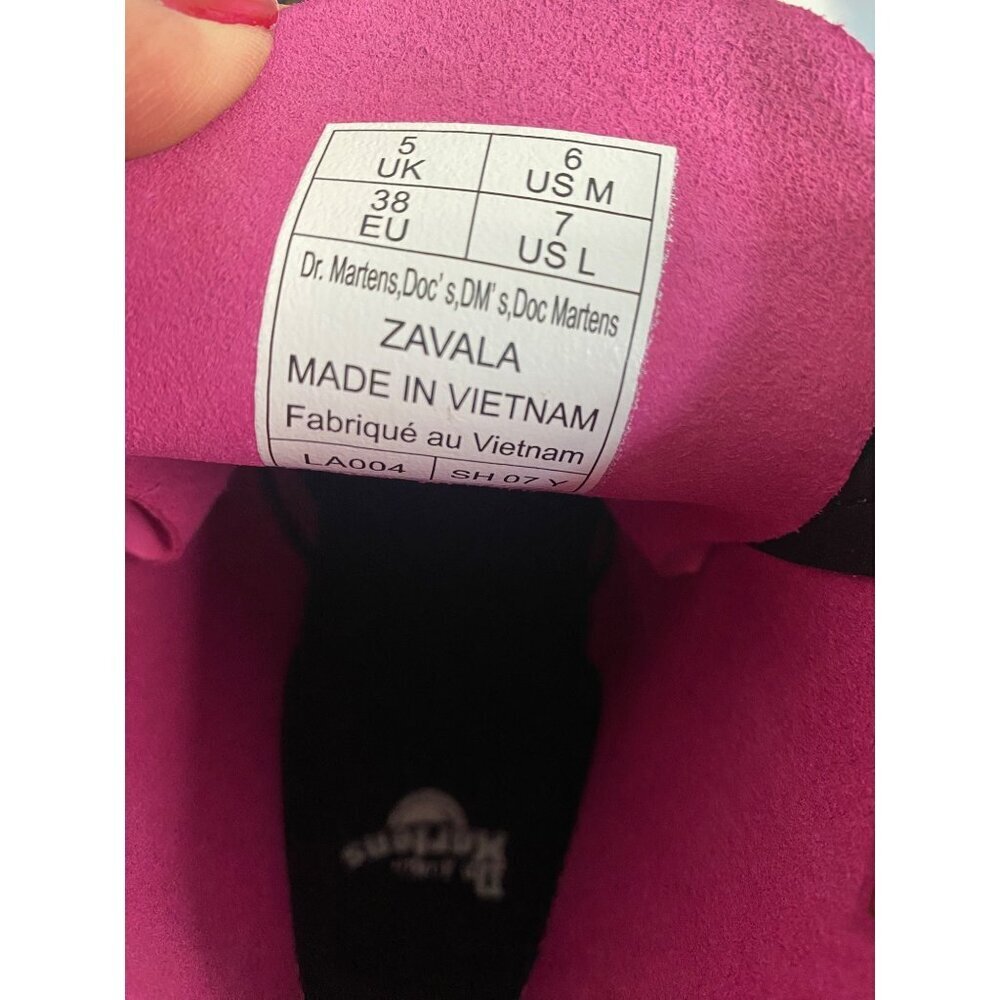 New DR MARTENS Zavala Combat Style Women's Leather Lace-up Boots Pink US7 - Picture 8 of 9